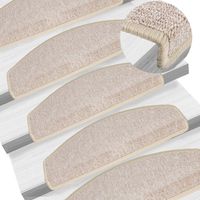 Tapis d'escalier 15 pièces 65 x 24 x 4 cm Taupe Demi-rond Grand vidaXL