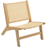 Butaca ratán marco madera respaldo asiento amplio para salón dormitorio sala estar natural 75x60x80cm