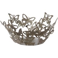 Centrotavola Farfalloso piccolo Ø31 cm in ferro traforato color beige Design moderno con farfalle decorazione tavolo elegante Made in Italy