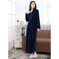 Peignoir femme en polaire douce et chaude, robe de nuit longue en polaire