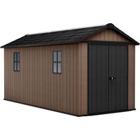 Newton + 7515/1575 - Gartenhaus 476x246x230 cm mit 2 Türen zur Geräteaufbewahrung, Holzoptik-Oberfläche Evotech+ aus Kunstharz in Braun und Schwarz