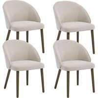 DAYALANE Dining Chairs 4Pcs in Chenille Padded Retro Rustic Chairs Vintage Kitchen Chairs with Wood Legs for Living Room Restaurant, Beige