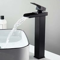 Robinet cascade haut de gamme pour lavabo, finition noir mat, acier inoxydable anti-corrosion, réglable froid/chaud