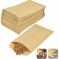 RTGPT Kraft Paper Bags, 150 Small Paper Food Bags, Handmade Gift Bags for Storing Sweets, Herbs, Seeds, Pills, Trinkets and Small Items (6 x 10 cm)