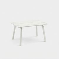 Table de salle à manger extensible en céramique effet marbre Cosmo - Blanc