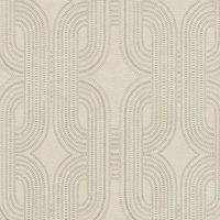 Carta da parati stile retro Profhome 399371 Carta da parati TNT leggermente strutturata con motivo grafico ed accenti metallici beige grigio 5,33 m2