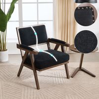 Mid-century modern fabric lounge chair Einzelner Sofasessel mit Armlehnen Holzrahmen gepolsterte Liege Geeignet für Wohnzimmer/Schlafzimmer/Arbeitszimmer/Büro Dekoration (schwarzes Leinen)