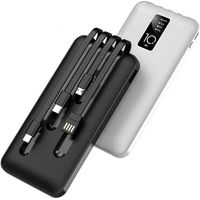 Chargeur rapide portable Power Bank 20000mAh avec 4 câbles USB inclus Couleur: Noir