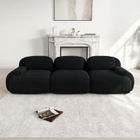 Sofá de 3 plazas - Sofá modular 298 x 103 cm - Patas antideslizantes - Diseño ergonómico y cómodo - En terciopelo acanalado negro