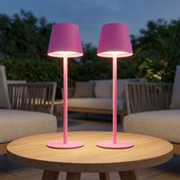 Luce da esterno Lampada da tavolo ricaricabile Touch dimmer Bottiglia superiore CCT, rosa, USB-C, LED 3W 200Lm bianco caldo-freddo, DxH 11,5x36 cm, set di 2