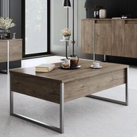 Rechteckig Couchtisch Walnuss Luxus 90x60 – Silberner Rahmen