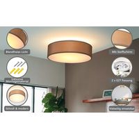Ceiling lamp fabric shade 38 cm taupe e27 socket
