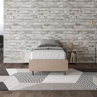 Letto singolo contenitore imbottito 80x210 similpelle tortora Azelia