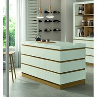 Ilot de cuisine central moderne blanc Alvino
