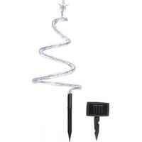 OSE – Lot de 4 sapins lumineux à LED en spirale – Hauteur 32 cm – Éclairage solaire multicolore – 2 modes fixe ou clignotant