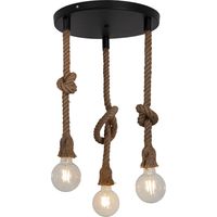 Luminaire de plafond Mila 100cm réglable métal noir et corde naturel LED