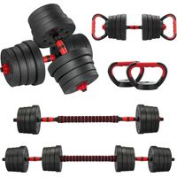 Kit Haltères Musculation 6-en-1 TEENO, 30 kg, D'haltères Réglables Haltères Courtes, Comprend des Dettlebells, Des Haltères, des Barres et Des Supports Pour Pompes, La Temise en Forme à Domicile