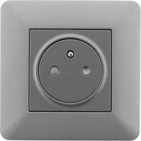 Prise 2 pôles + terre encastrable ZENITECH fonction ON/OFF modèle ARTEZO Titanium
