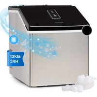 Klarstein – Machine à glaçons 13 kg/24 h – Glace transparente – Inox noir – Panneau de commande tactile – Design élégant