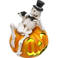 Lanterne Citrouille Squelette Résine - Décoration Halloween Jardin, Terrasse, Intérieur et Extérieur - Idée Déco Fête