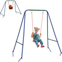 Altalena da Giardino 2 in 1 per Neonati e Bambini da 6 Mesi a 8 Anni, Arancione e Blu