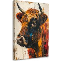 Impresión de Imagen Vaca roja escocesa en una expresiva composición pictórica 30x45