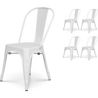 Kosmi – Lot de 4 chaises en métal blanc mat – Style industriel – Hauteur d'assise 45cm – Pour espaces modernes et contemporains