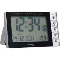 Technoline WT 188 reloj despertador digital elegante en plata y negro