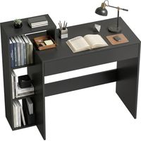 Scrivania PC Moderna con 3 Ripiani Aperti e Cassetto, Nero, 100x40x90 cm
