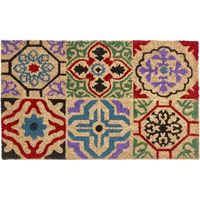 Doormat Natural Coir with Anti-Slip PVC Bottom 50 x 80 cm Decoration Multicolour Abstract Pattern NAUKATI