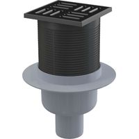 Alca - Desagüe de suelo, recto 11x11 cm, diámetro 5 cm, combinado tapón antiolores SMART, acero inoxidable negro mate/plástico APV32BLACK