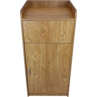 Papelera de Madera Roble Claro y Soporte de Bandeja Comercial Restaurante Comedor Cafetería Cocina Contenedor Residuos Desecho Cubo de Basura Capacidad 100L Puerta Giro 90°+ Pegatinas de Vinilo Negras