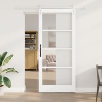Schiebetür ORKDAL Weiß 93 x 211 cm Massivholz Kiefer und Glas vidaXL