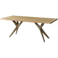 Baumtisch Mango 220x100x76 natur lackiert / Epoxid schwarz, Sterngestell silber matt EPOXY
