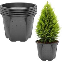 Garronda x5 Pots de Pépinière Ronds en Plastique Ø28 x 22 cm (10L) - Pot Semis Robuste avec Drainage Repiquage Pot de Fleur Exterieur Grande Taille et Culture de Conifères Serre Jardin GD-0205 Noir