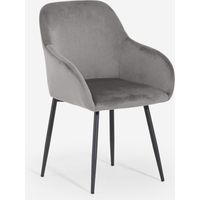 Sedia poltroncina in velluto con braccioli per sala da pranzo Karta - Grigio