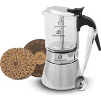 Espressokocher aus Glas & Edelstahl für 6 Tassen, alle Herdarten
