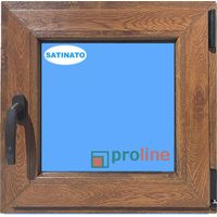 Finestra in PVC L500 mm x H500 mm Rovere Dorato, Oscillo-battente apertura a destra vetro satinato