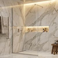 Parete doccia walk-in 140 cm vetro a specchio da 8mm reversibile con profili finitura cromo
