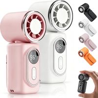 2 Pack Mini Clip Fan, 13500RPM Rechargeable Handheld Fan, 5 Speeds, 360° Rotating Cooling Fan with LED Display(Pink&White)