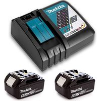 Pack de 2 batteries 18V 5Ah Li-Ion avec chargeur DC18RC – Idéal pour outils MAKITA – Performance accrue pour usage intensif
