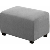 Housse de Pouf carrée Extensible en Peluche, Housses de Repose-Pieds en Jacquard Doux pour protéger Le Repose-Pieds, Housse de Pouf avec Fond élastique, Lavable en Machine - S-gris clair