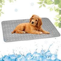 Tapis rafraîchissant animal 70x55cm M – soie glacée respirante 3 couches, lavable machine mains, durable anti-poil, sans eau/électricité, pour chien chat, intérieur extérieur portable