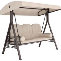 Outsunny – Balancelle de jardin 3 places – Dossier ergonomique incliné – Toit en polyester 220g/m² – 4 pieds antidérapants – Charge max. 360kg