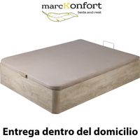 Canape Abatible 90x190 De Gran Capacidad Con Esquinas Redondeadas En Madera. Base Tapizada 3d Transpirable Color Roble