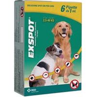 Solution Pesticide Exspot - 1 ml spécifique pour chiens, paquet de 6 pipettes
