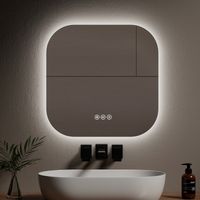 EMKE Miroir lumineux de salle de bain Rétro-éclairage LED, Miroir carré, Interrupteur Tactile Anti-buée 3 Couleurs de lumières Dimmable - 60 x 60 cm