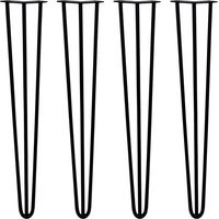 4 x 28" Hairpin Legs - 3 Prong - 12mm - Black
