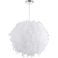 Stoex – Lustre suspension en plumes 30 cm E27 40W blanc – Hauteur 30 cm – Longueur de ligne 100 cm réglable – Ambiance chaleureuse