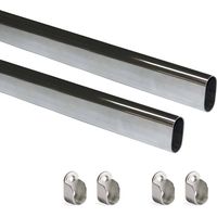 Emuca – Kit de tringle de penderie 750 mm – Acier chromé – Charge max 40 kg/m – Garniture de porte incluse – Supports latéraux pour installation facile